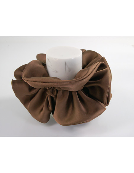 GUMKA DO WŁOSÓW SCRUNCHIE PODWÓJNA SATYNA LOLITA AKCESORIA BRĄZOWY