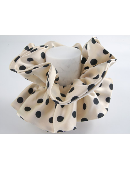 GUMKA DO WŁOSÓW SCRUNCHIE PODWÓJNA SATYNA LOLITA AKCESORIA BIAŁY ECRU