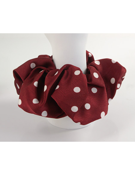 GUMKA DO WŁOSÓW SCRUNCHIE DUŻA XXL LOLITA AKCESORIA BORDOWY w KROPKI
