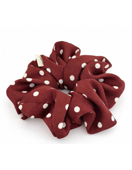 GUMKA DO WŁOSÓW SCRUNCHIE DUŻA XXL LOLITA AKCESORIA BORDOWY w KROPKI
