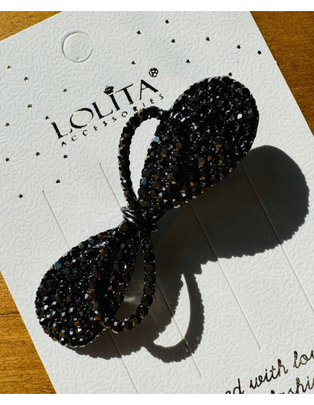 Spinka do włosów VINTAGE KOKARDA BŁYSK WE WŁOSACH CYRKONIE AKCESORIA LOLITA