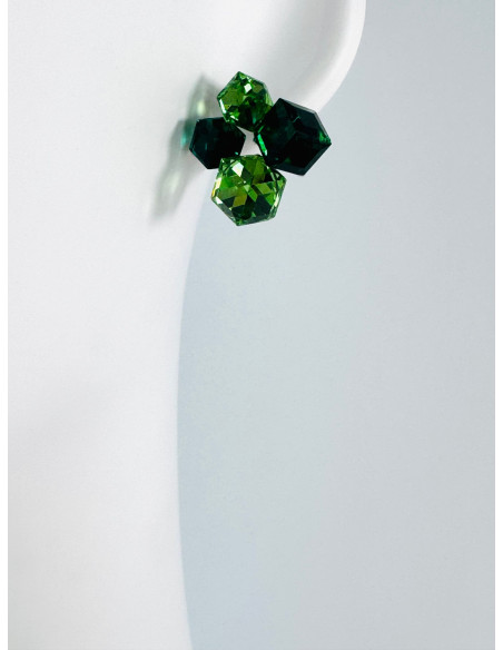 KOLCZYKI ZIELONE KRYSZTAŁKI Lolita AKCESORIA srebrny sztyft 925