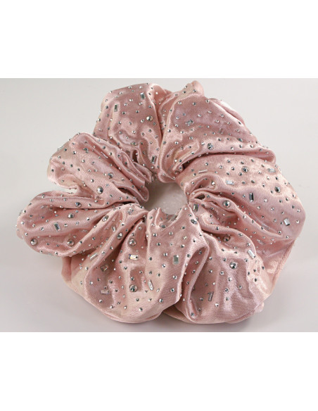 GUMKA DO WŁOSÓW SCRUNCHIE SATYNA DŻETY CYRKONIE LOLITA AKCESORIA RÓŻOWY