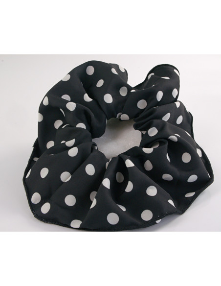 GUMKA DO WŁOSÓW SCRUNCHIE SATYNA LOLITA AKCESORIA CZARNO BIAŁA MAXI XXL