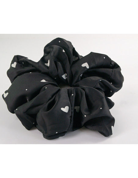 GUMKA DO WŁOSÓW SCRUNCHIE SATYNA LOLITA AKCESORIA CZARNO BIAŁA MAXI XXL
