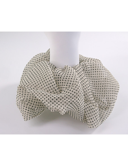 GUMKA DO WŁOSÓW SCRUNCHIE SZYFON LOLITA AKCESORIA JASNY BEŻ / SZARY 18 CM