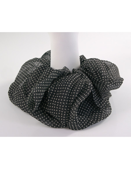 GUMKA DO WŁOSÓW SCRUNCHIE SZYFON LOLITA AKCESORIA  SZARY  MAXI DUŻA 18 CM
