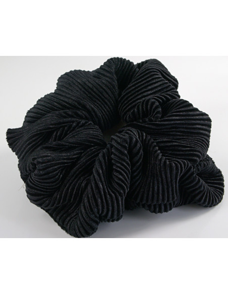 GUMKA DO WŁOSÓW SCRUNCHIE LOLITA AKCESORIA PLISOWANY AKSAMIT CZARNY  16 CM