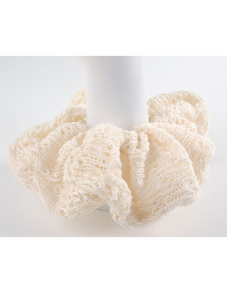 GUMKA DO WŁOSÓW SCRUNCHIE LOLITA AKCESORIA DZIANINA ECRU  14 CM