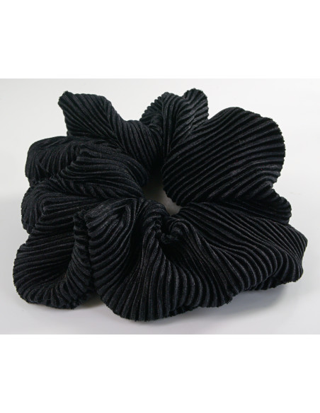 GUMKA DO WŁOSÓW SCRUNCHIE LOLITA AKCESORIA PLISOWANY AKSAMIT CZARNY  16 CM
