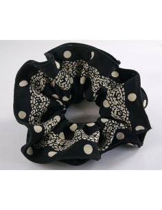 GUMKA DO WŁOSÓW SCRUNCHIE PODWÓJNA CZARNA W KROPKI LOLITA...