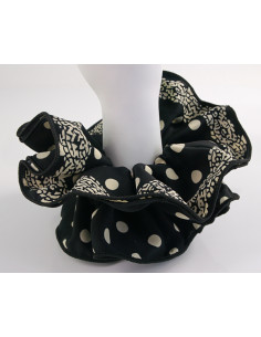 GUMKA DO WŁOSÓW SCRUNCHIE PODWÓJNA CZARNA W KROPKI LOLITA... 2