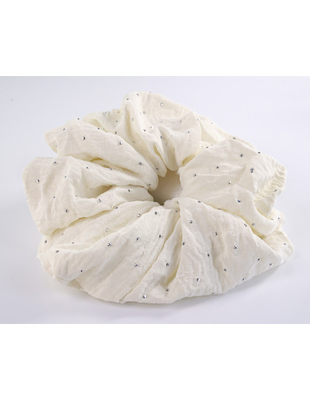 GUMKA DO WŁOSÓW SCRUNCHIE LOLITA AKCESORIA DZIANINA BIAŁY DŻETY DUŻA 18 CM