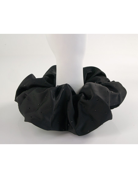 GUMKA DO WŁOSÓW SCRUNCHIE SATYNA LOLITA AKCESORIA CZARNY Z CYRKONIAMI