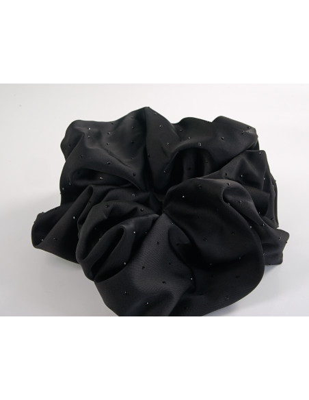 GUMKA DO WŁOSÓW SCRUNCHIE SATYNA LOLITA AKCESORIA CZARNY Z CYRKONIAMI
