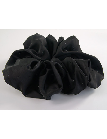 GUMKA DO WŁOSÓW SCRUNCHIE SATYNA LOLITA AKCESORIA CZARNY Z CYRKONIAMI