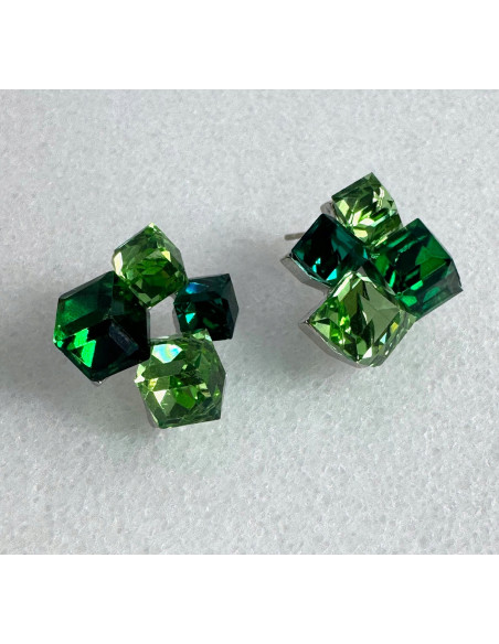 KOLCZYKI ZIELONE KRYSZTAŁKI Lolita AKCESORIA srebrny sztyft 925