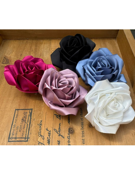 KWIAT Z MATERIAŁU BROSZKA PRZYPINKA LOLITA ACCCESSORIES CZARNA RÓŻA 10 CM