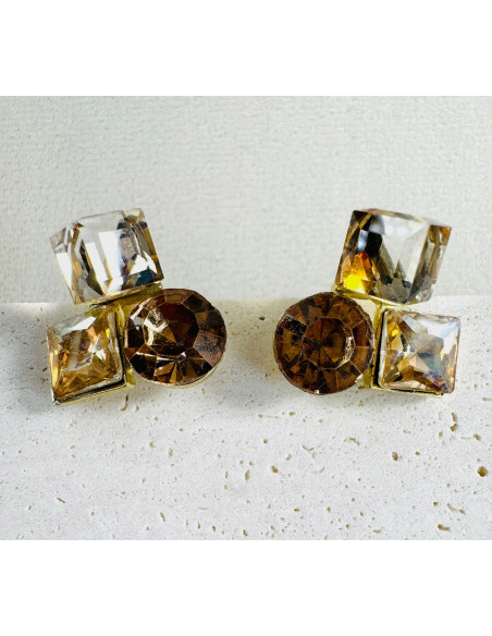 KOLCZYKI BRĄZOWE KRYSZTAŁKI Lolita AKCESORIA srebrny sztyft 925