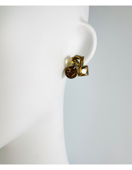 KOLCZYKI BRĄZOWE KRYSZTAŁKI Lolita AKCESORIA srebrny sztyft 925