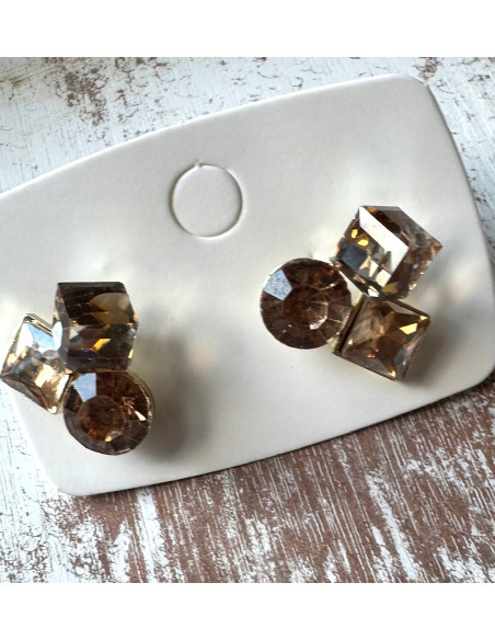 KOLCZYKI BRĄZOWE KRYSZTAŁKI Lolita AKCESORIA srebrny sztyft 925