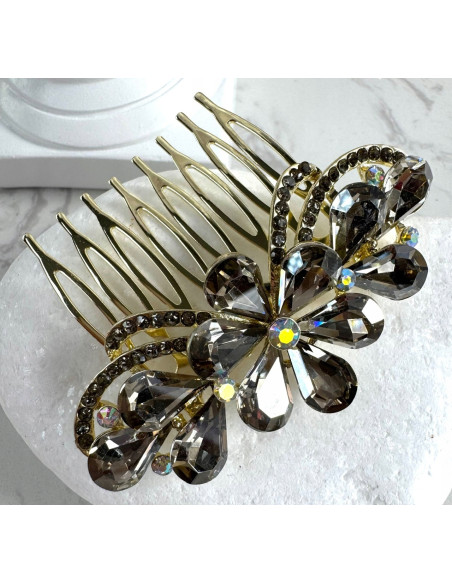 GRZEBIEŃ wsuwany do włosów wtykowy ozdobny diamenty Lolita Akcesoria GRAFIT