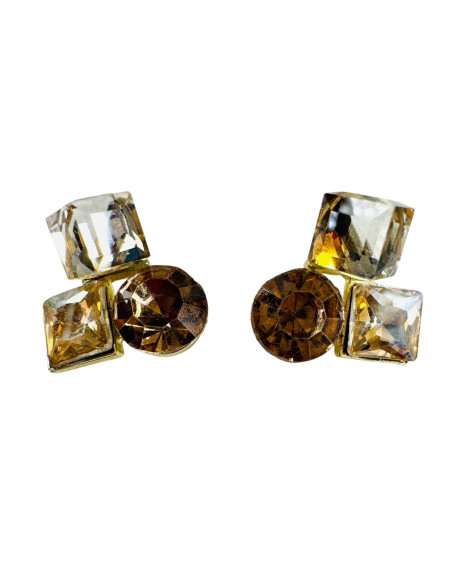 KOLCZYKI BRĄZOWE KRYSZTAŁKI Lolita AKCESORIA srebrny sztyft 925