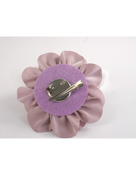 KWIAT Z MATERIAŁU BROSZKA PRZYPINKA LOLITA AKCESORIA 10 CM FIOLETOWO-RÓŻOWY