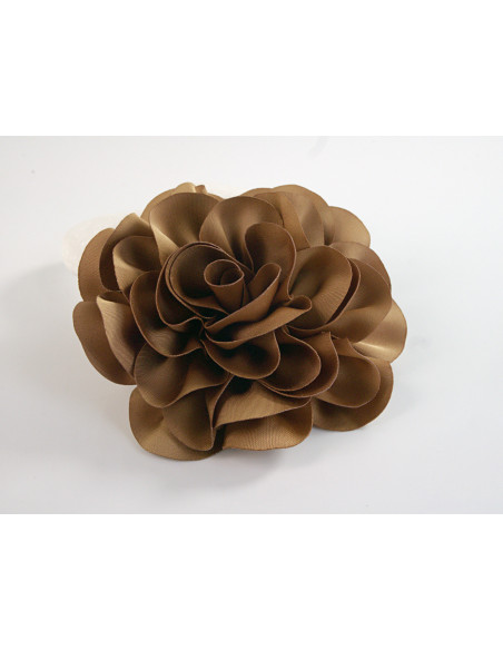 KWIAT Z MATERIAŁU BROSZKA PRZYPINKA LOLITA AKCESORIA 10 CM BRĄZOWY