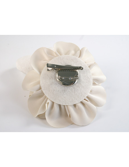 KWIAT Z MATERIAŁU BROSZKA PRZYPINKA LOLITA AKCESORIA 10 CM ZIMNE ECRU