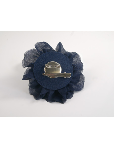 KWIAT Z MATERIAŁU BROSZKA PRZYPINKA LOLITA AKCESORIA 12 CM GRANATOWY