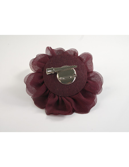 KWIAT Z MATERIAŁU BROSZKA PRZYPINKA LOLITA AKCESORIA 12 CM BORDOWY BRUGUND