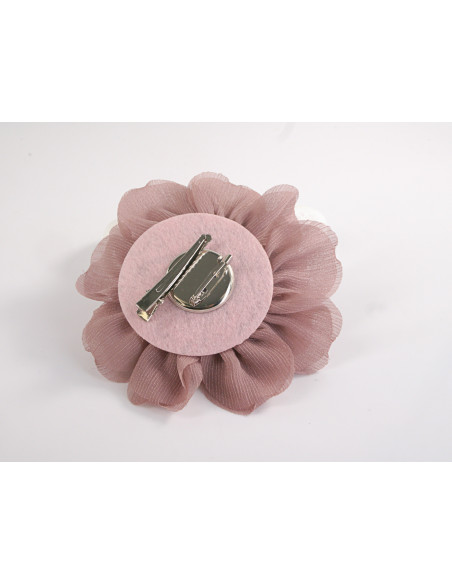 KWIAT Z MATERIAŁU BROSZKA PRZYPINKA LOLITA AKCESORIA 12 CM BRUDNY RÓŻOWY