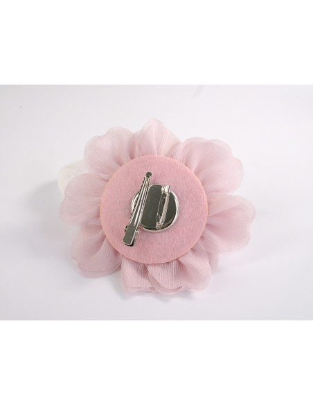 KWIAT Z MATERIAŁU BROSZKA PRZYPINKA LOLITA AKCESORIA 12 CM BLADY RÓŻOWY