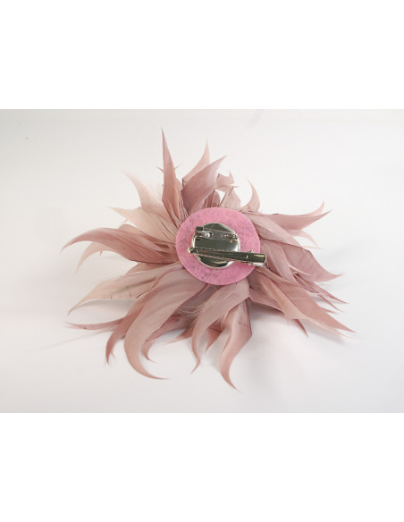 KWIAT Z PIÓR BROSZKA PRZYPINKA LOLITA AKCESORIA 14 cm BRUDNY RÓŻ RÓŻOWY