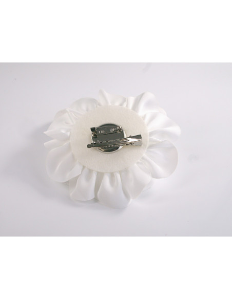 KWIAT Z MATERIAŁU BROSZKA PRZYPINKA LOLITA AKCESORIA 10 CM OFF-WHITE