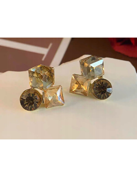 KOLCZYKI BRĄZOWE KRYSZTAŁKI Lolita AKCESORIA srebrny sztyft 925