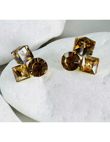 KOLCZYKI BRĄZOWE KRYSZTAŁKI Lolita AKCESORIA srebrny sztyft 925