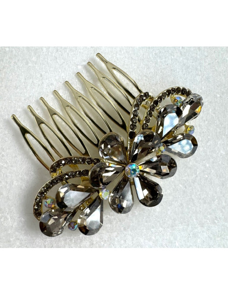 GRZEBIEŃ wsuwany do włosów wtykowy ozdobny diamenty Lolita Akcesoria GRAFIT