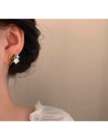 KOLCZYKI ASYMETRYCZNE KWIATKI Lolita AKCESORIA...