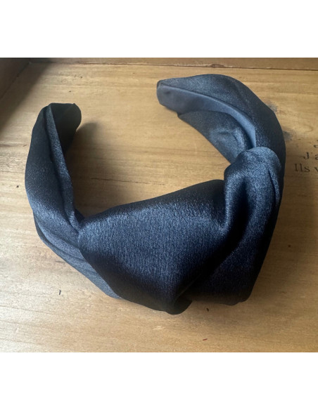 Lolita Accessories opaska do włosów WĘZEŁ SATYNA klasyczna czarny