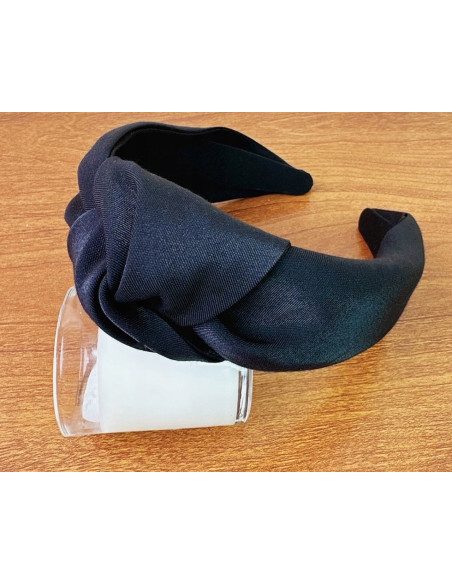 Lolita Accessories opaska do włosów WĘZEŁ SATYNA klasyczna czarny