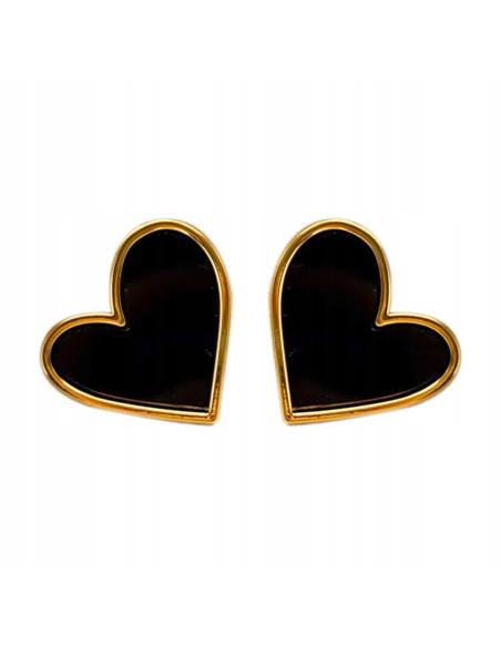 Kolczyki CZARNE SERDUSZKA SERCE Lolita AKCESORIA srebrny sztyft 925