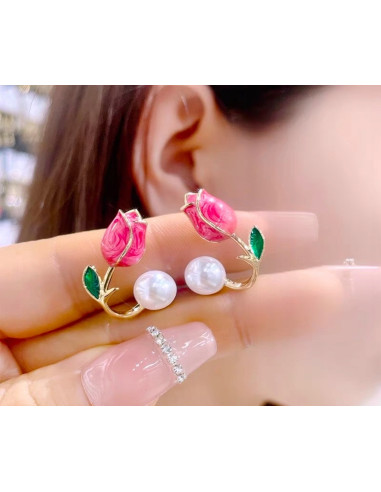Kolczyki TULIPANY Z PERŁĄ Lolita AKCESORIA...