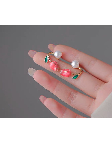 Kolczyki TULIPANY Z PERŁĄ Lolita AKCESORIA srebrny sztyft 925