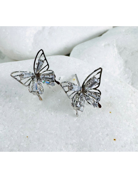 Kolczyki srebne MOTYLKI z cyrkoniami Lolita AKCESORIA srebrny sztyft 925