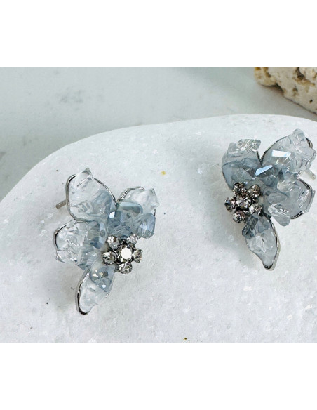 Kolczyki KWIATKI Z KRYSZTAŁKAMI Lolita AKCESORIA srebrny sztyft 925