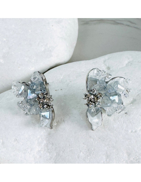 Kolczyki KWIATKI Z KRYSZTAŁKAMI Lolita AKCESORIA srebrny sztyft 925