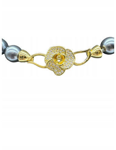 Naszyjnik z pereł PERŁY SZARE pod szyję Lolita...