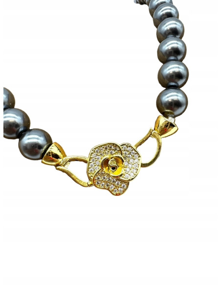 Naszyjnik z pereł PERŁY SZARE pod szyję Lolita Accessories PERMIUM